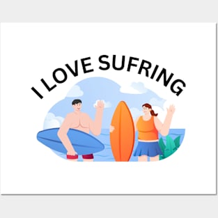 I Love Surfing Posters and Art